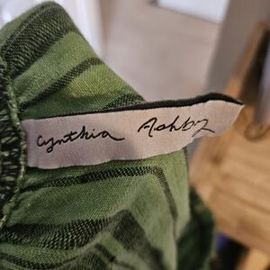 Cynthia Ashby Green Striped Pant, Linen